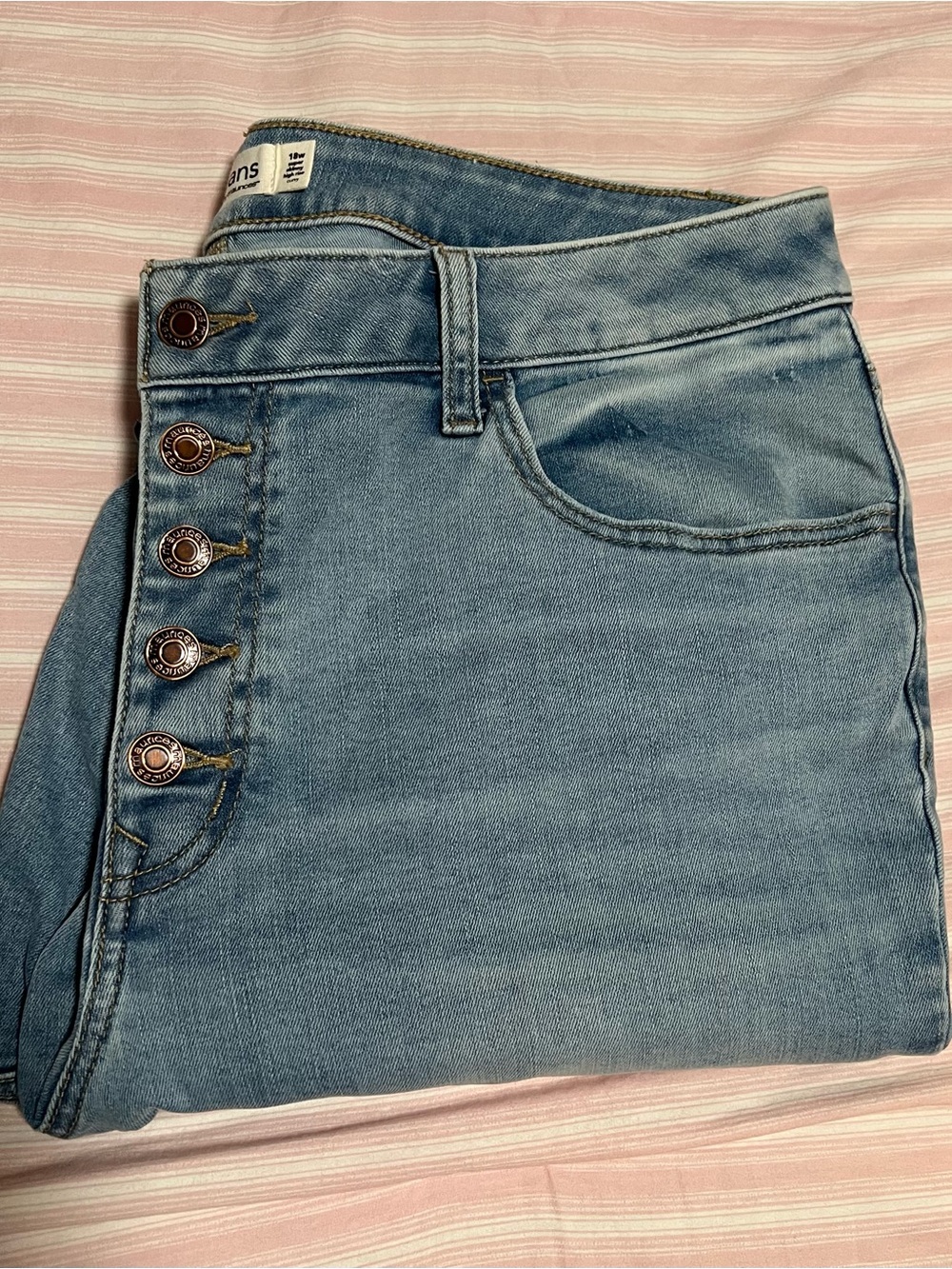 Maurice’s Light Blue Distressed Women's Mid-Rise Button-Fly Super Skinny Jeans